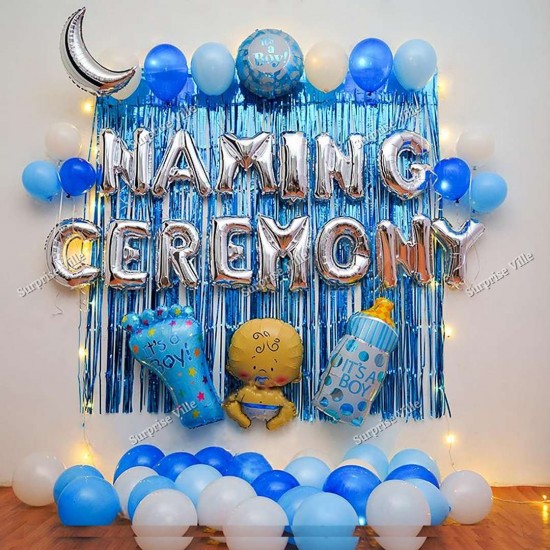 Blue Baby Boy Naming Ceremony Decor