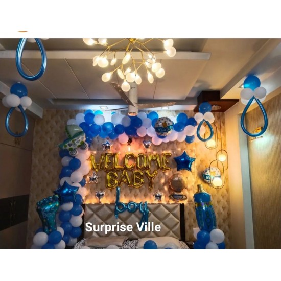 Blue Balloon Welcome Baby Boy Decor