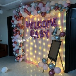 Welcome Baby Backdrop With Curtain