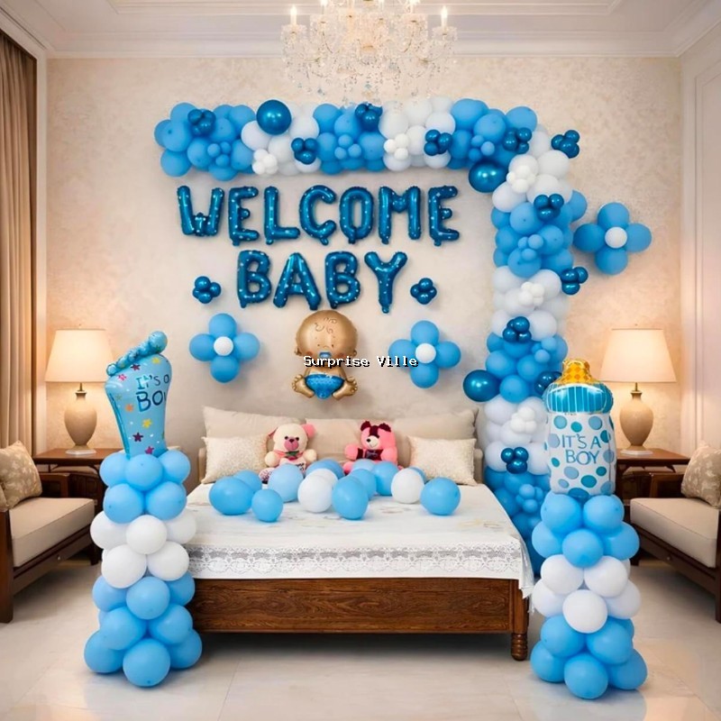 Welcome Baby Boy Balloon Decoration