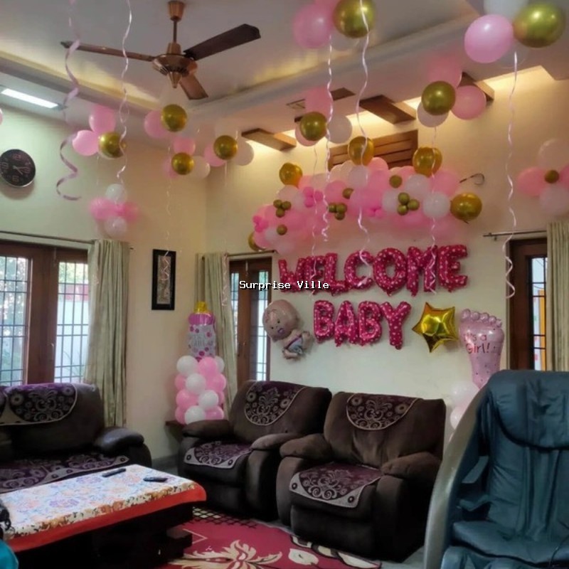Welcome Baby Girl Balloon's Decoration