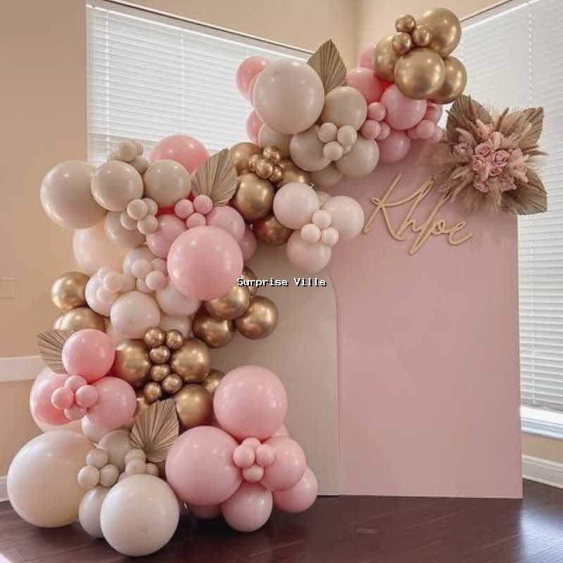 Blush Pink & Gold Balloon Arch Setup