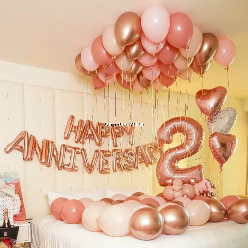 Rose Gold 2nd Anniversary Room Decoration