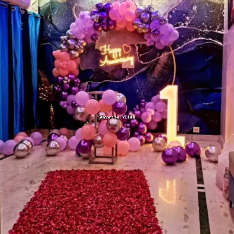 Golden Elegance Anniversary Balloon Decoration